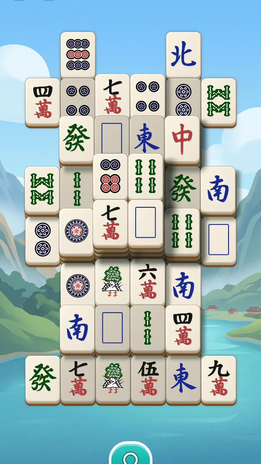 A pagoda-shaped Mahjong Solitaire board.